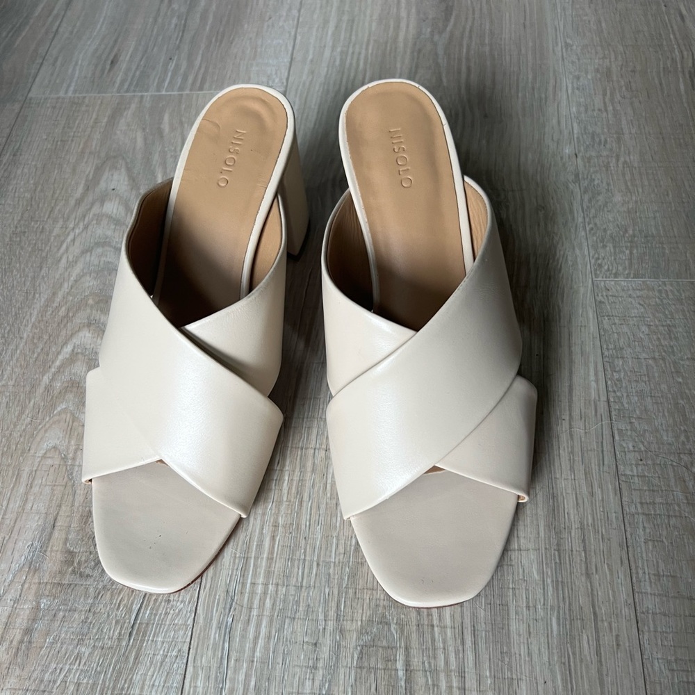 Nisolo Cream Crossover Mules size 9 Carina Cross Strap